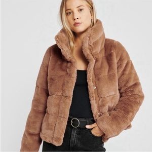 Abercrombie Faux Fur Mini Puffer Jacket